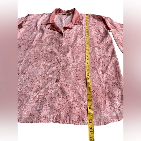VTG Victoria's Secret Gold Label Satin Floral Button-Down Pajama Sleep Shirt M/L - Picture 5 of 7